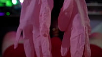 Pink Nurse gloves making him cum in his underwear