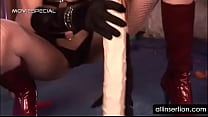 Appealing pole dancer dildo teases cunt and tits