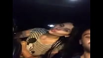 Girls exposing boobs to guy in car too much fun