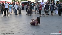 Hot little brunette Spanish babe Samia Duarte exposes her pussy in public while laying bound on the street then rough fucked in van by big cock James Deen