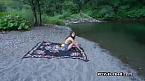 Mia by the river is looking for hard fun