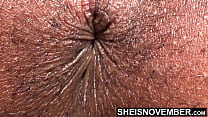 I'm Poking Out My Stinky Big Ass Hole And Hairy Pussy Lips Closeup, Cute Ebony Girl Sheisnovember Hot Brown Thighs Spread Apart While Winking My Asshole Posing, Half Nude and Bottomless In Her Bedroom While Natural Tits Exposed  on Msnovember