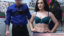 Brunette thief caught and punished hard by a mall cop