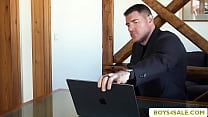 Master Legrand arrives his newly bought Gay slut Bastian in his office.He lets Bastian throat his hard big cock