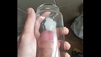 Huge load in glass by big dick