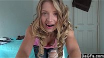Hot Alyssa Branch Shows Her Pink Pantie And Starts To Masturbate Her Pussy