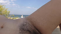 with hairy pussy and h airy legs on the beach