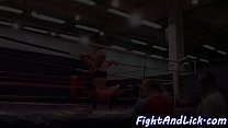 Lesbian orally pleasured in boxing ring