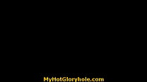 Hot horny black babe sucking cock through a gloryhole 22