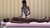 A normal massage turned into an erotic one between stepbrother and sister - Ebony big tits