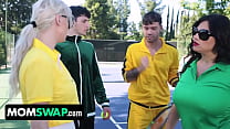 Stepmothers Beat Their Stepsons in Tennis And Then Beat Their Cocks - MYLF
