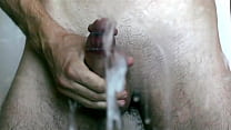 Young boy jerking off with cumshot on display