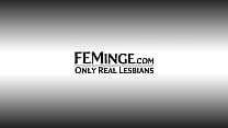 FEMINGE 4K - Black Haired Lesbian Took Her Video Game Virginity