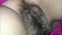 He cums on her hairy muff