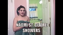 Brunette taking shower and rubs sexy nipples and pussy