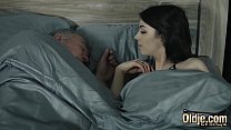Hardcore fuck for sexy babe and old man waking up in the morning for sex