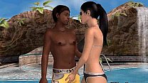 A sexy 3D brunette babe is fucked by a black cock