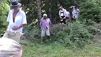 wild lederhosen gangbang party in nature