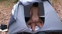 Petite Brunette Sasha Rides Hard Cock In A Tent