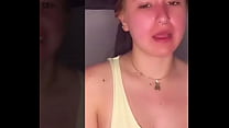 Teenager shakes her tits  on live.