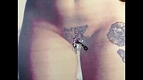 lustful slut gets pussy and tits covered with cum