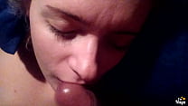 Blonde make a perfect blow job and receives a lot of cum