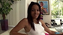 To pay her bills the ebony brunette gets a facial after being dicked down