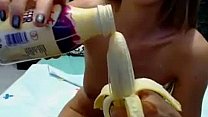 Exotic Hot Blonde Plays with a Banana and Cums!