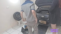 Horny boss provokes mechanic alone in the workshop!