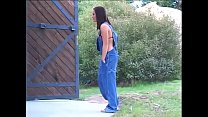 Brunette gets anal drilling at outdoor
