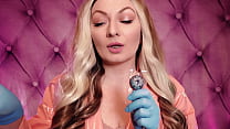 eating cand in blue nitrile gloves (Arya Grander) hot ASMR video