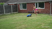 Lawn mowing with no bra