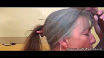 Grey haired granny enjoys big black cock