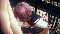 Yaoi Sexy femboy blowjob and anal sex in a park - Anime Sissy boy Japanese porn video