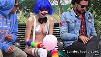 Stranded teen clown fucked in public pov