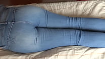 Stepsister in her bed, very excited, takes off her jeans and asks me to masturbate