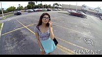 Lovely babe gives blowjob in public