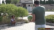 Horny teen gets picked up by watermelon boy