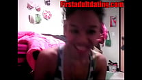 Cute young ebony teen masturbating on webcam