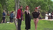 Alt mistress Silvia Rubi and master Steve Holmes walked Spanish hottie Julia Roca at Barcelona public park