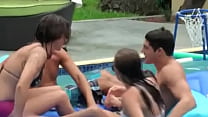 Fun and wild pool party leads into a horny sex orgy