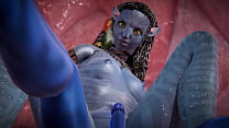 Avatar - Neytiri - Blue skined alien girl - Sex and pussy licking with orgasm - Futanari animation