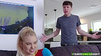 Blonde stepsister gets blindfolded by her stebro and plays with her ass and goes ramming her anal!