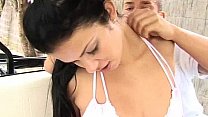 Young busty Ellis gets ass fucked outdoors