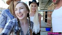 Stunnig cowgirl babes lured a stranger into fuck