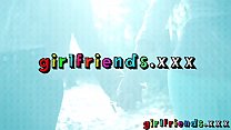 Girlfriends Flirtatious lesbian lovers bathing