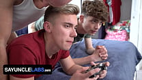 SayUncle - Cute Twink Friends Get Freeuse Fucked By Older Stud While They Are Busy With Video Games