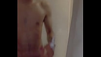 Stroking my long dick in the shower