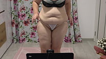 Posh booty trying on panties and thongs at the webcam Mature BBW shakes her beautiful buttocks
