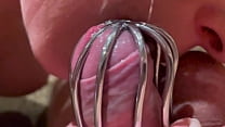 Licking Sucking and Foreskin Play under Chastity Belt
